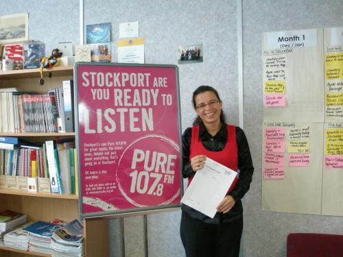 12 Feb 2008<br />Louise Parrott-Bates from Pure Innovations proudly displays Workstep's 'outstanding' Ofsted Report